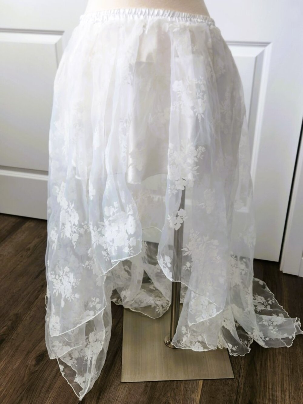 Women High Low Tutu Irregular Ruffle Hem Lace Skirt Size XL - Picture 6 of 9